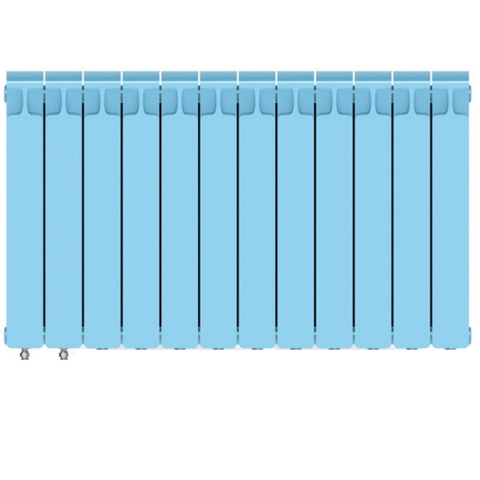 Биметаллический радиатор Rifar Monolit Ventil 500/12 секций, с нижним левым подключением (VL), сапфир