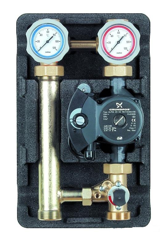 Насосная группа Meibes MK 1 с насосом Grundfos UPS 25-60 (подача слева) (ME L 66831.40)