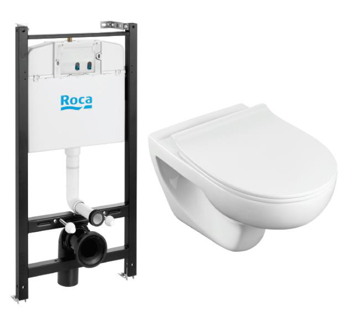 ПЭК Roca Victoria Pack 893105010 подвесной унитаз Rimless + инсталляция + Slim сиденье дюропласт