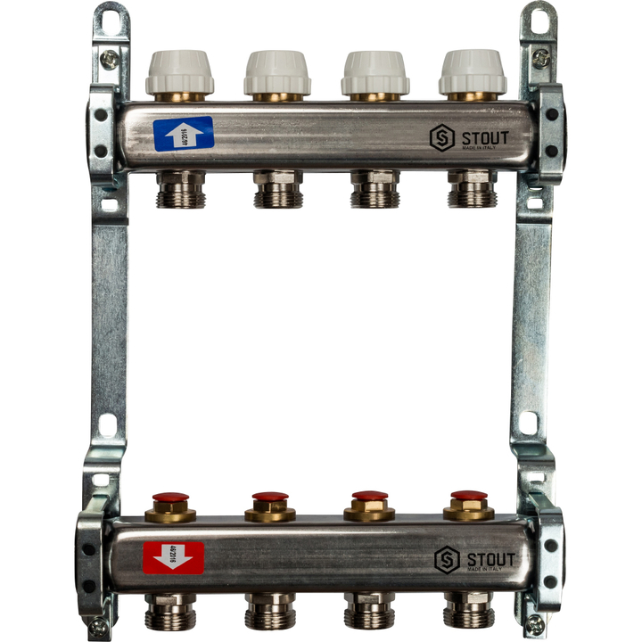 Коллектор Stout из нержавеющей стали без расходомеров 4 выхода (арт. SMS 0922 000004)
